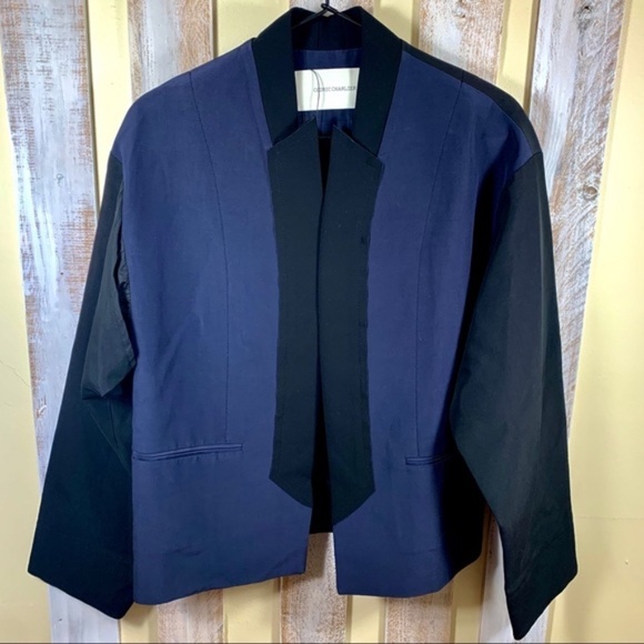 Cedric Charlier Black and Blue Godet Blazer S - Picture 1 of 8